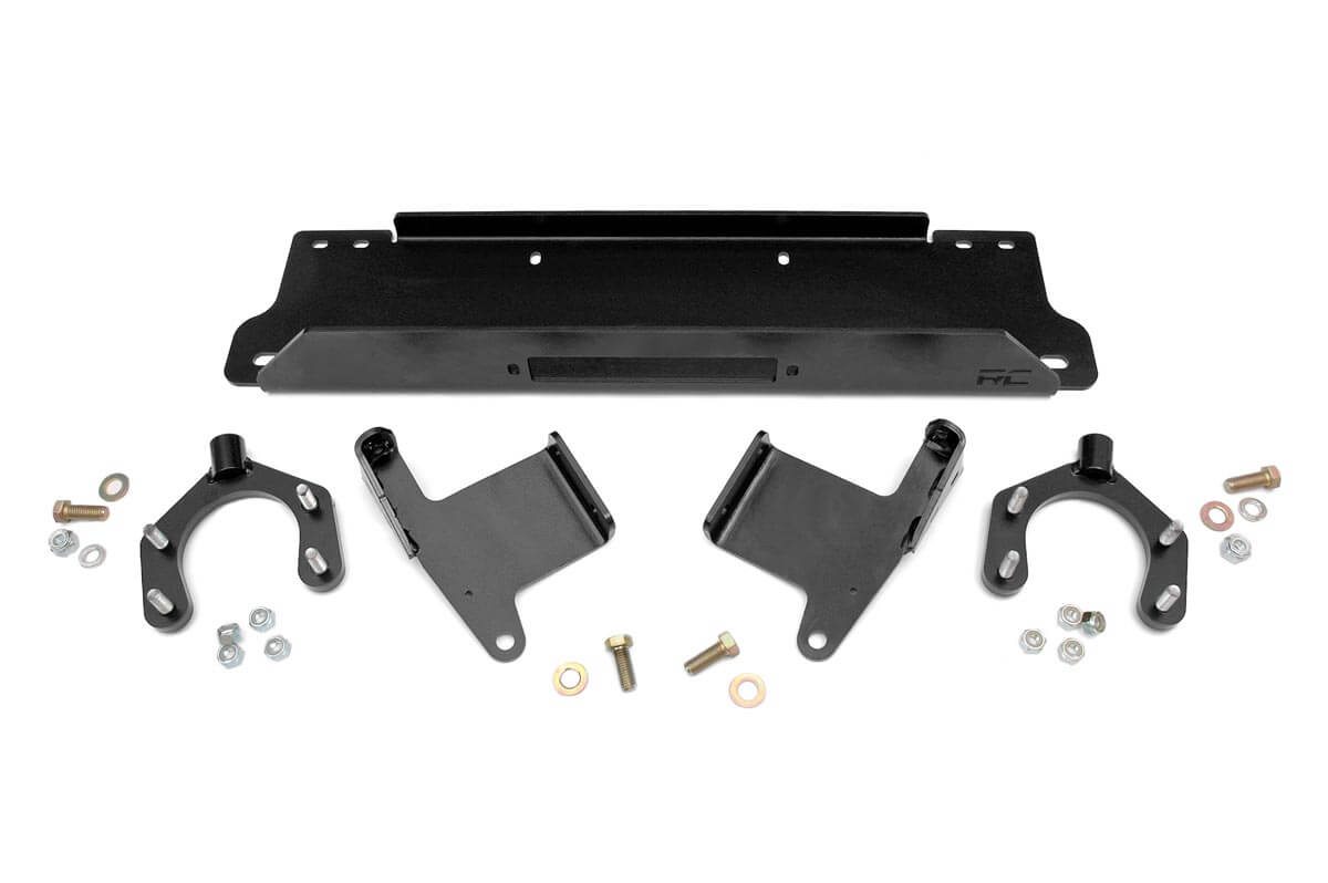 Jeep Wrangler Winch Mounting Plate - Front - Rough Country - Factory Bumper - Black - '07-'17